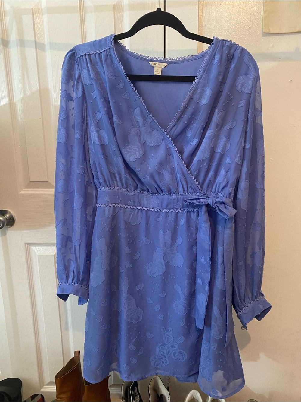 Cato Periwinkle Blue Wrap Dress with Tie Waist